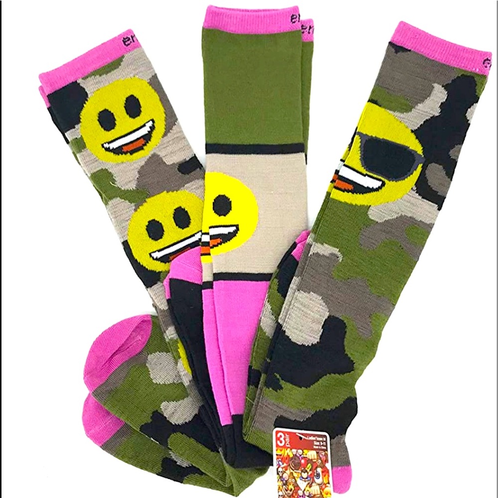Camo print emoji ladies socks